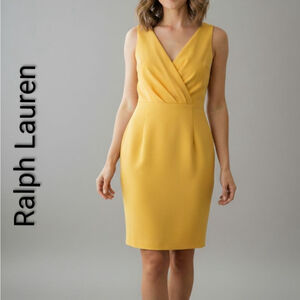 Women's Ralph Lauren Yellow Sleeveless V-Neck Sheath Dress Size 6